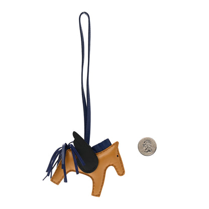 Hermes Milo Lambskin Grigri Rodeo Pegase Horse Bag Charm PM Sesame Black Bleu Saphir 2 of 5