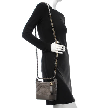 Chanel Aged Calfskin Quilted Small Gabrielle Hobo Grey 2 of 7