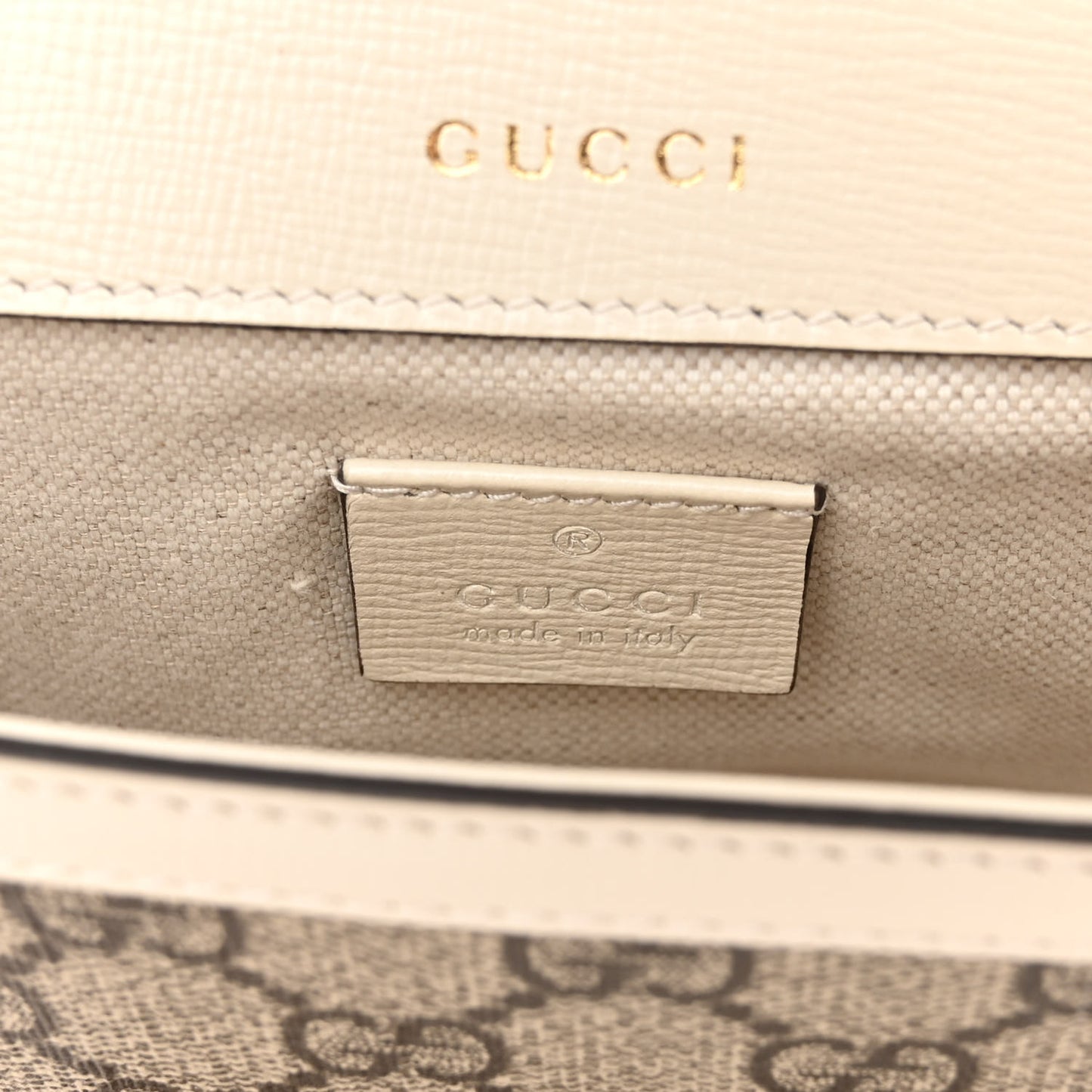 GG Supreme Monogram Web Mini Horsebit 1955 Shoulder Bag Beige Mystic White