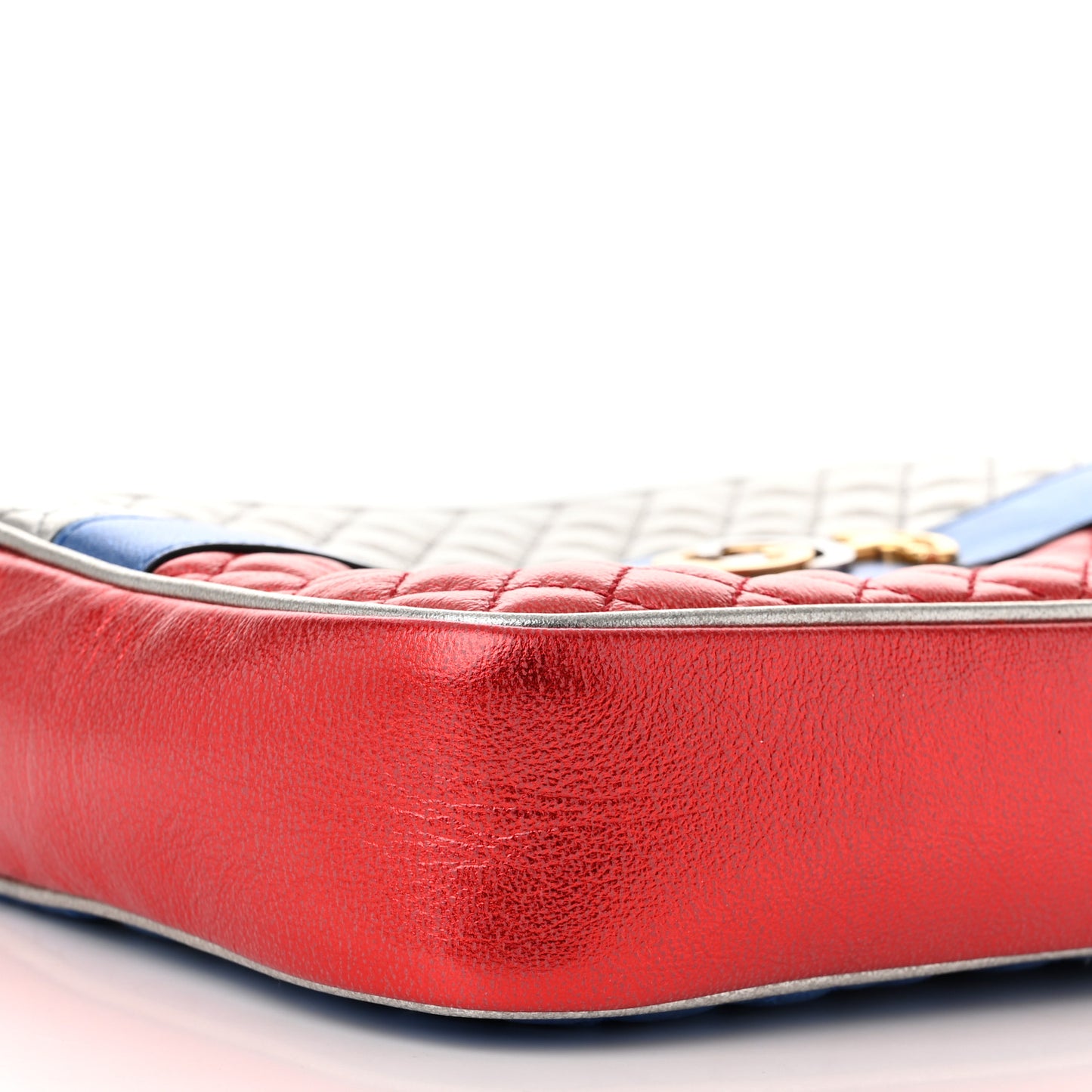 Laminated Nappa Trapuntata Small Zumi Shoulder Bag Rosso Marine Argento