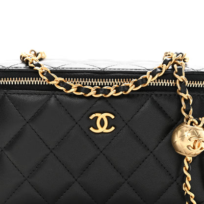 Chanel Lambskin Quilted Pearl Crush Small Vanity Case With Chain Black 8 of 11