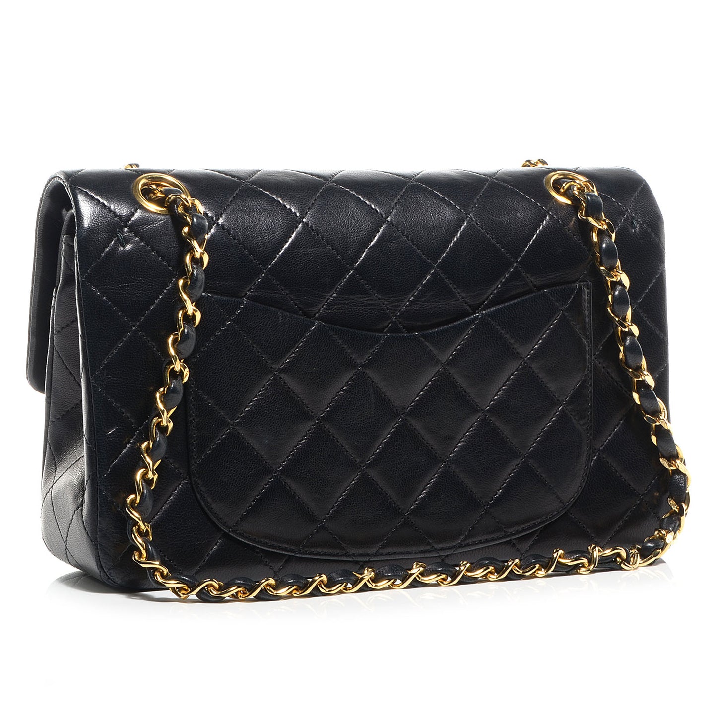 Lambskin Quilted Small Double Flap Black