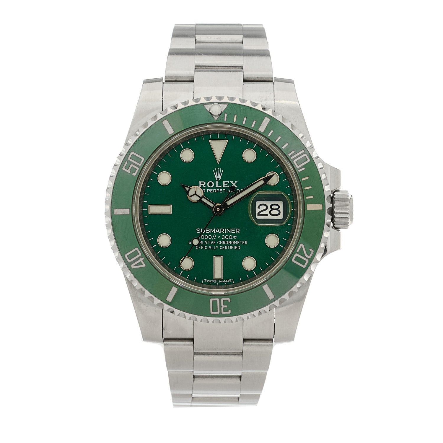 Rolex Stainless Steel 40mm Oyster Perpetual Submariner Date Hulk Watch Green 116610LV 1 of 4