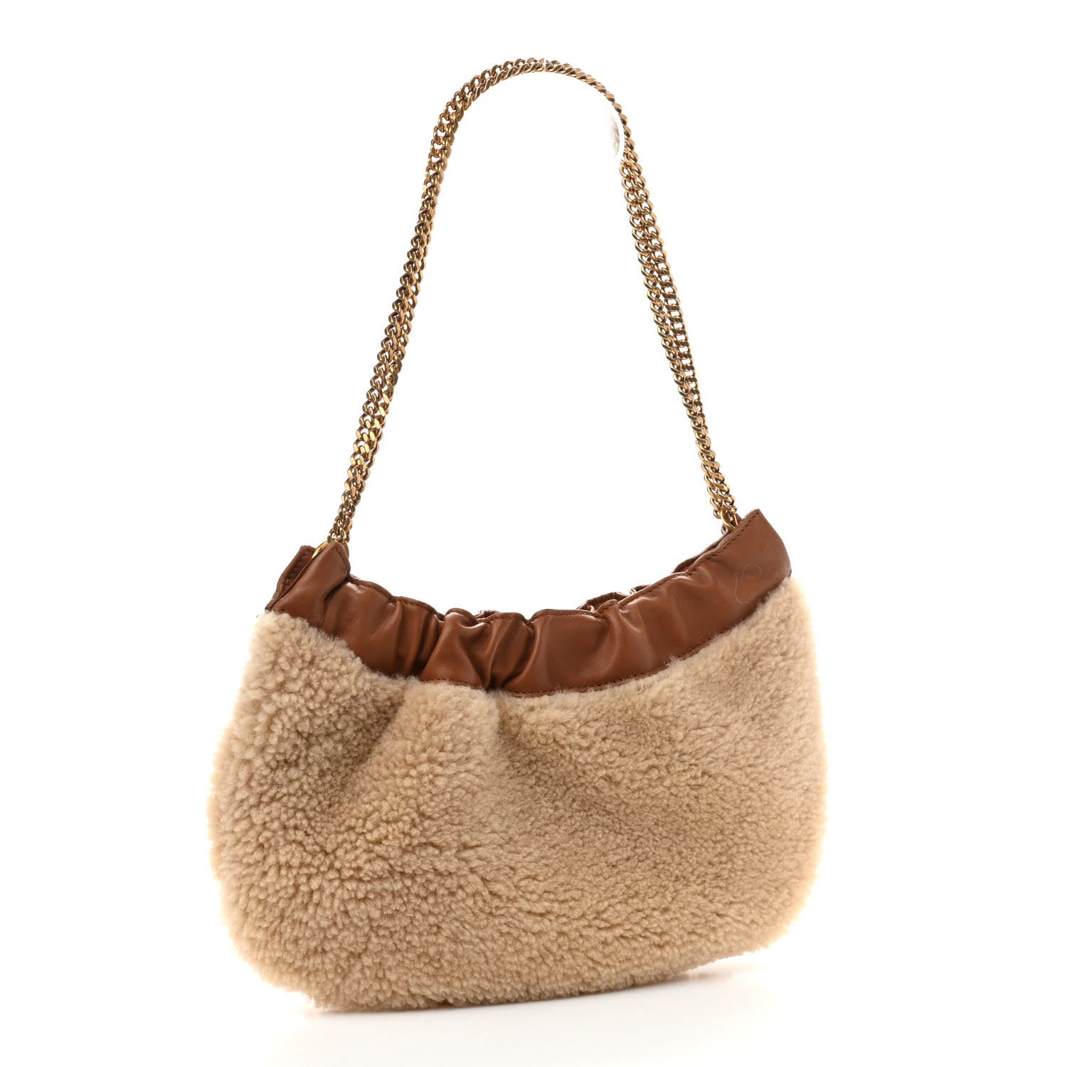 Saint Laurent Shearling Pac Pac Hobo Natural Brick 3 of 11