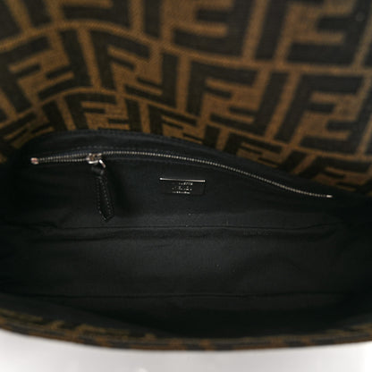 Fendi Fabric Jacquard F Paillettes Vitello Cover FF 1974 Embroidered Baguette Tobacco Moro Argento 5 of 9