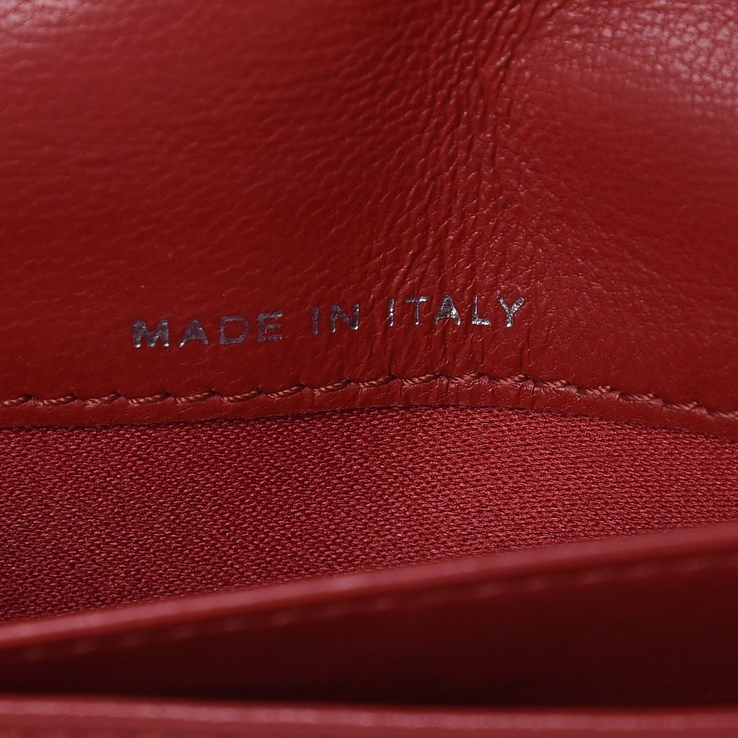 Lambskin Camellia Embossed Yen Wallet Dark Red