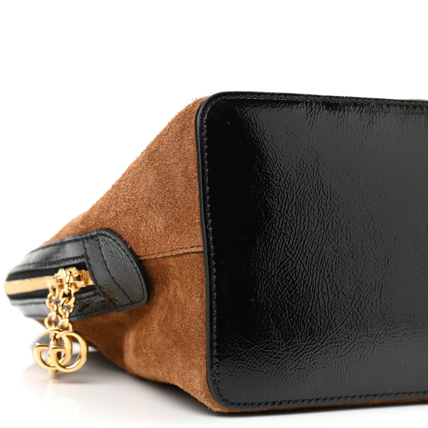 Suede Patent Web Medium Ophidia Top Handle Dome Bag Nocciola Black