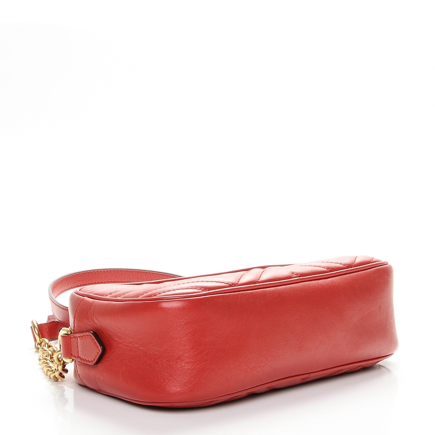 Gucci Calfskin Matelasse Small GG Marmont Chain Shoulder Bag Hibiscus Red 4 of 7