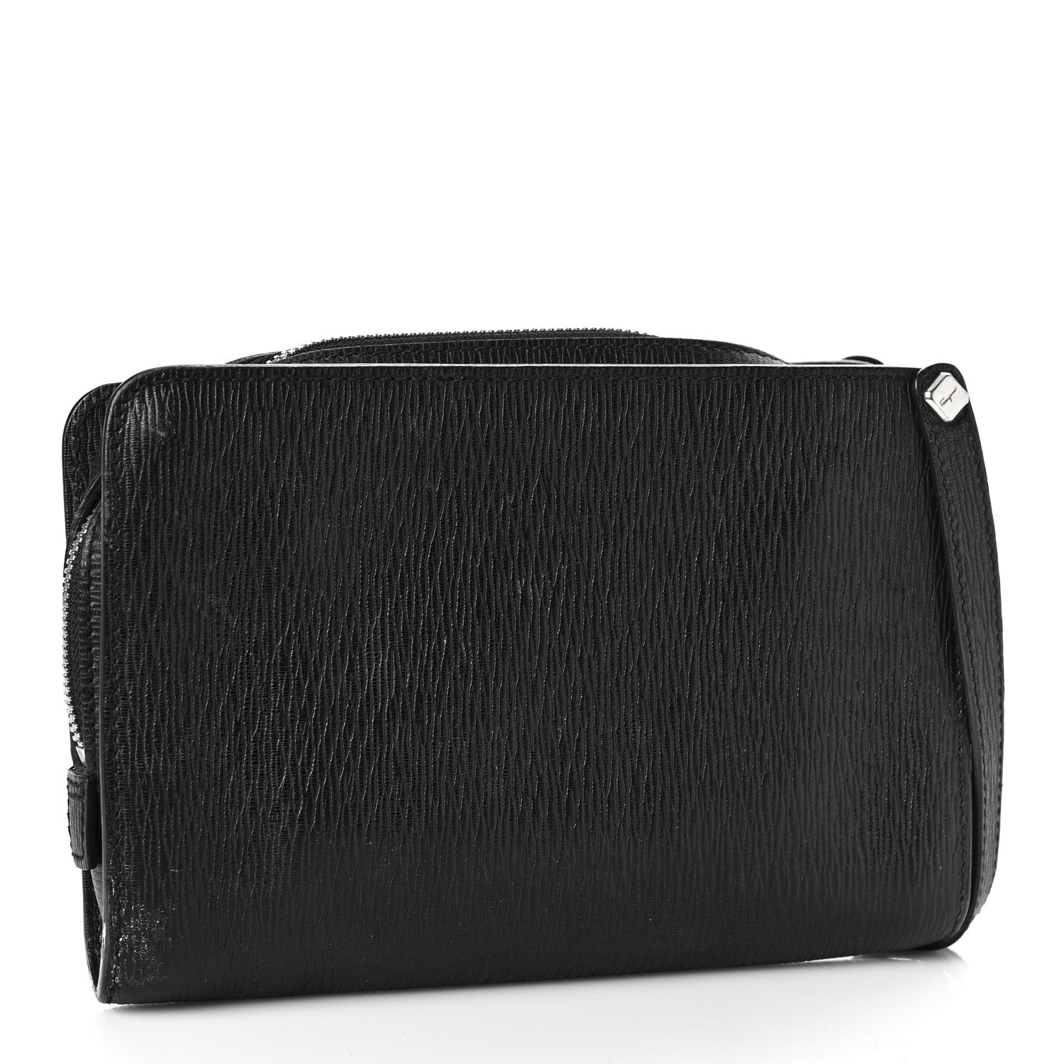 Salvatore Ferragamo Calfskin Wristlet Clutch Black 3 of 9
