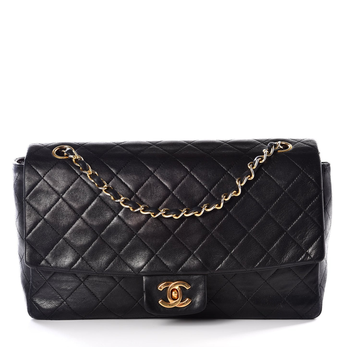 Lambskin Quilted Medium Single Flap Black