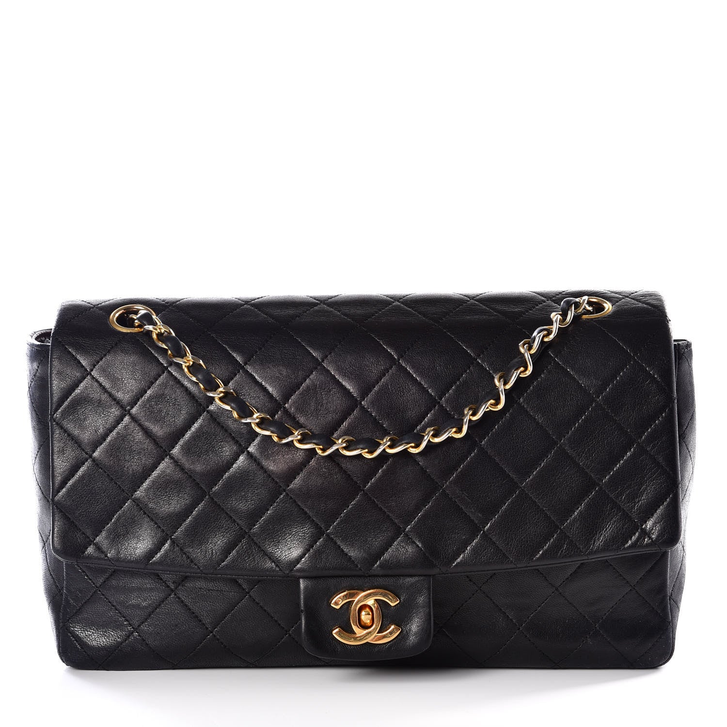 Chanel Lambskin Quilted Medium Single Flap Black 1 of 12