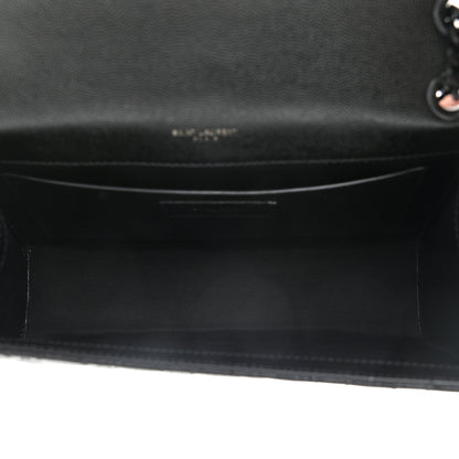 Saint Laurent Grain De Poudre Textured Mixed Matelasse Triquilt Medium Monogram Satchel Black 5 of 10