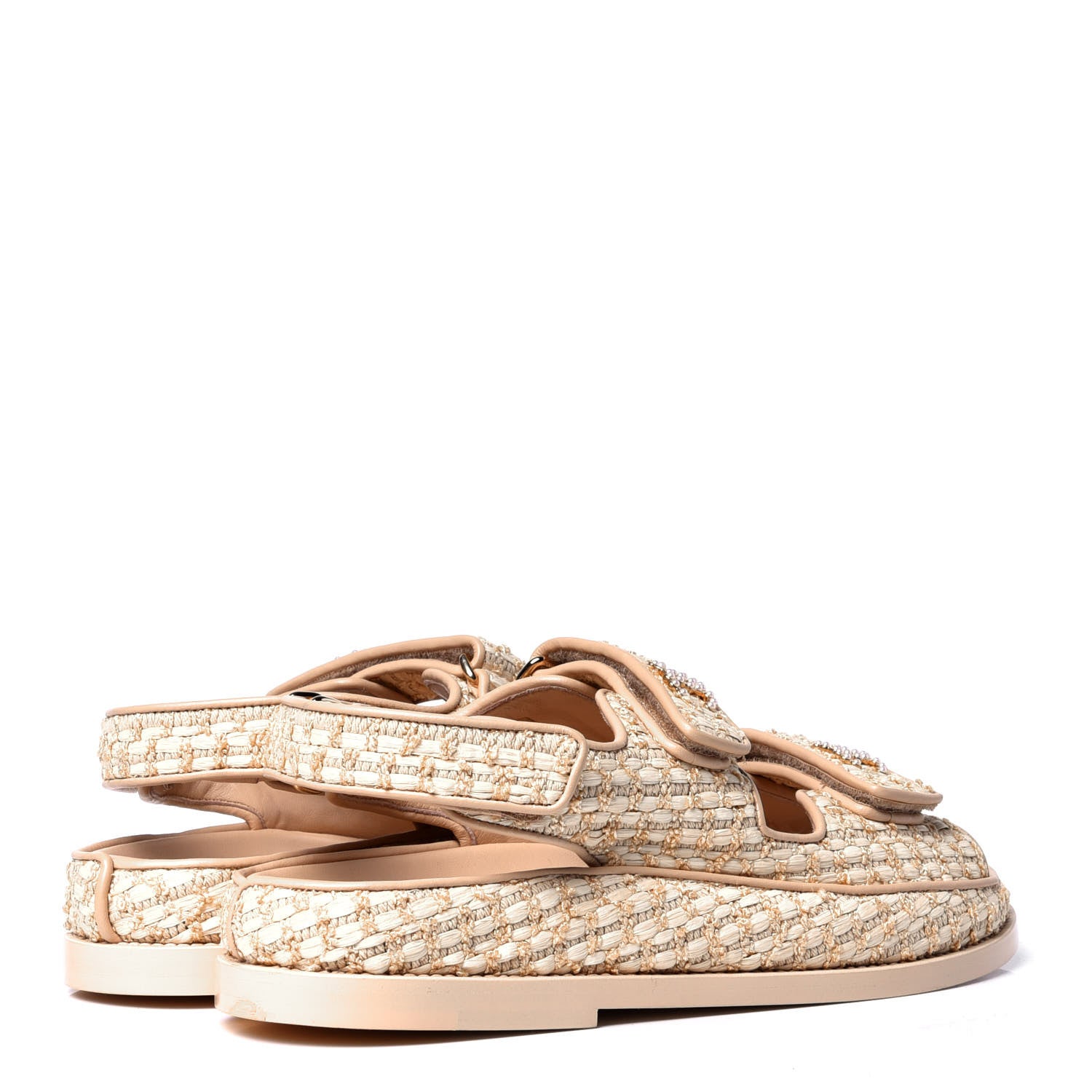 Chanel Braided Fabric Velcro Dad Sandals 35.5 Beige 3 of 6
