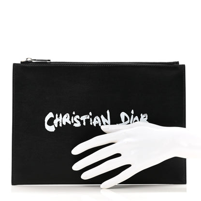 Christian Dior Calfskin Homme Zip Flat Pouch Black 2 of 6