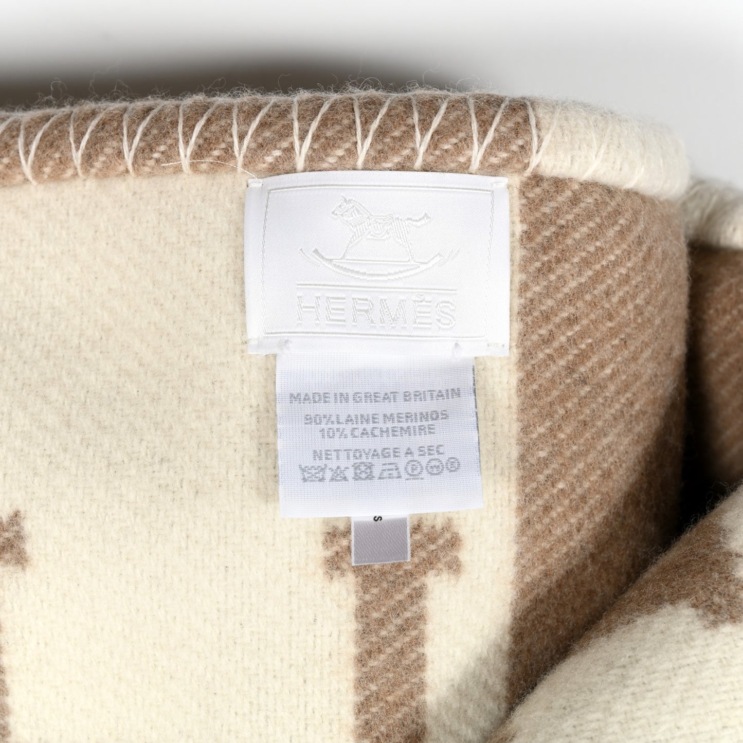 Wool Cashmere Avalon Baby Blanket Noisette Moyen White