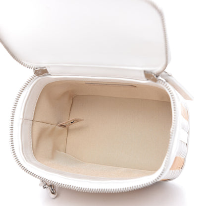 Chanel Calfskin Raffia Small Vanity Case Bag White Beige 5 of 9