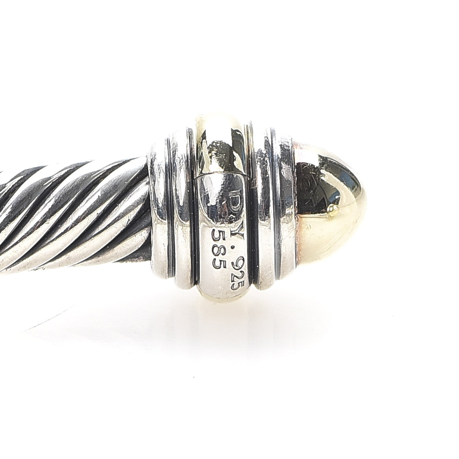 David Yurman Sterling Silver 14K Yellow Gold 5mm Cable Classics Dome Bracelet 4 of 6