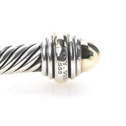 David Yurman Sterling Silver 14K Yellow Gold 5mm Cable Classics Dome Bracelet 4 of 6