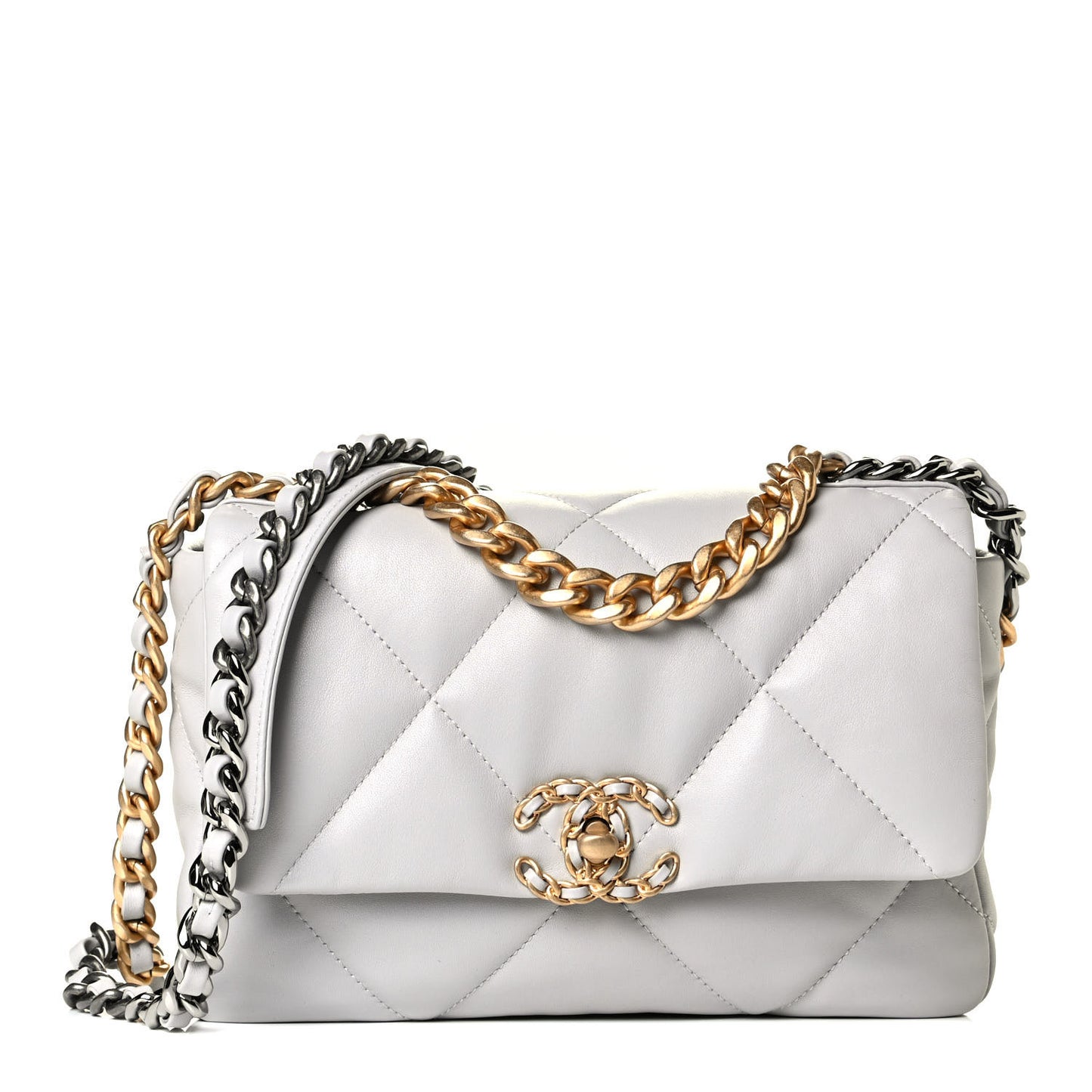 Lambskin Quilted Medium Chanel 19 Flap Grey