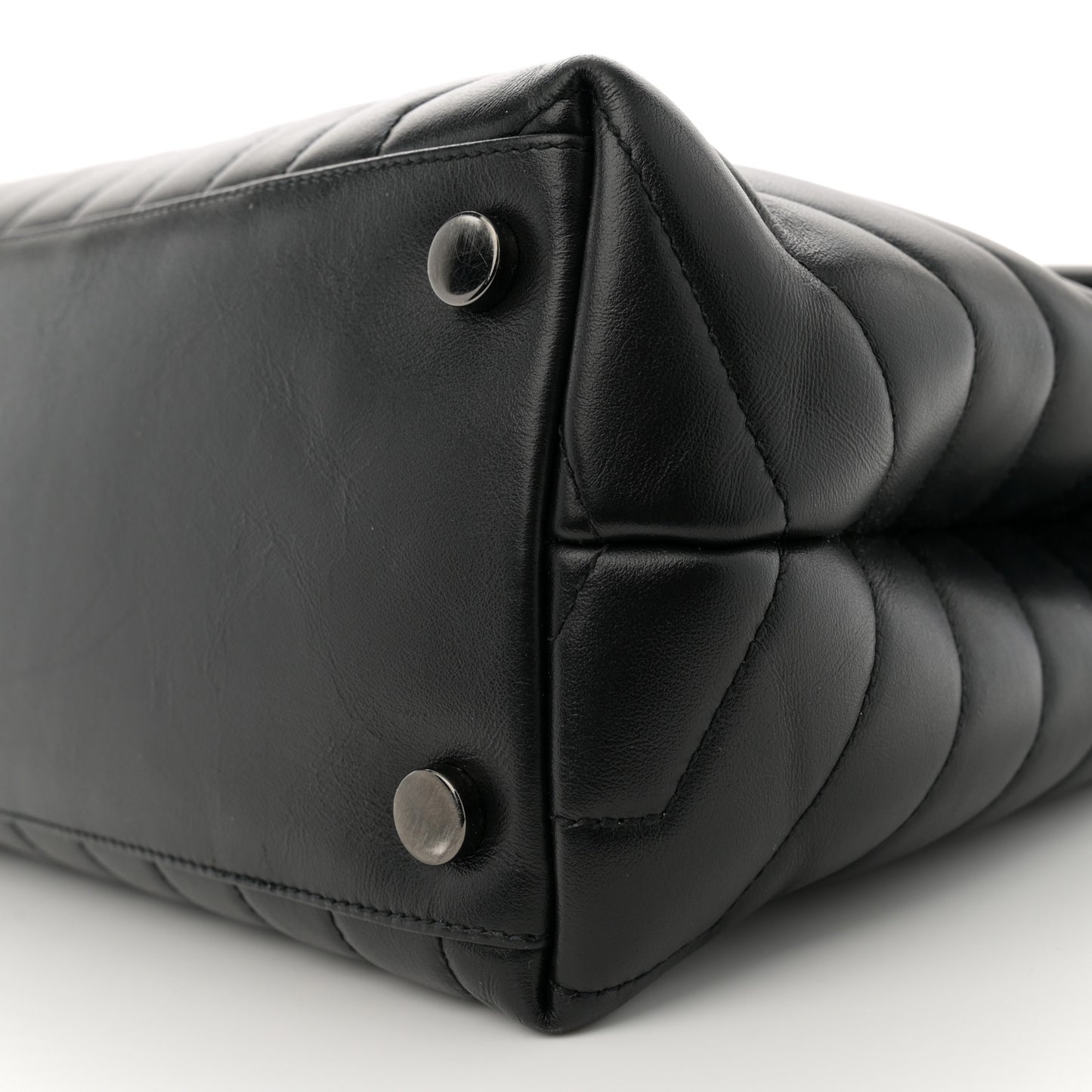 Calfskin Y Quilted Monogram Monochrome Large Loulou Chain Satchel Black