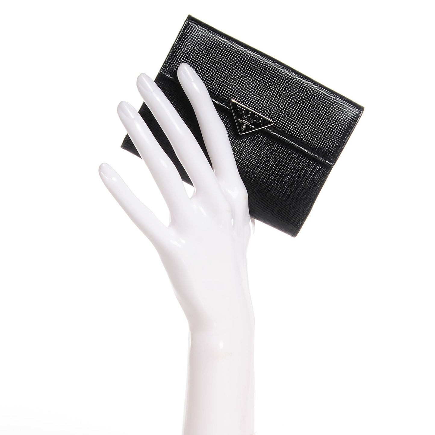 Saffiano Medium Flap Bi-Fold Wallet Black