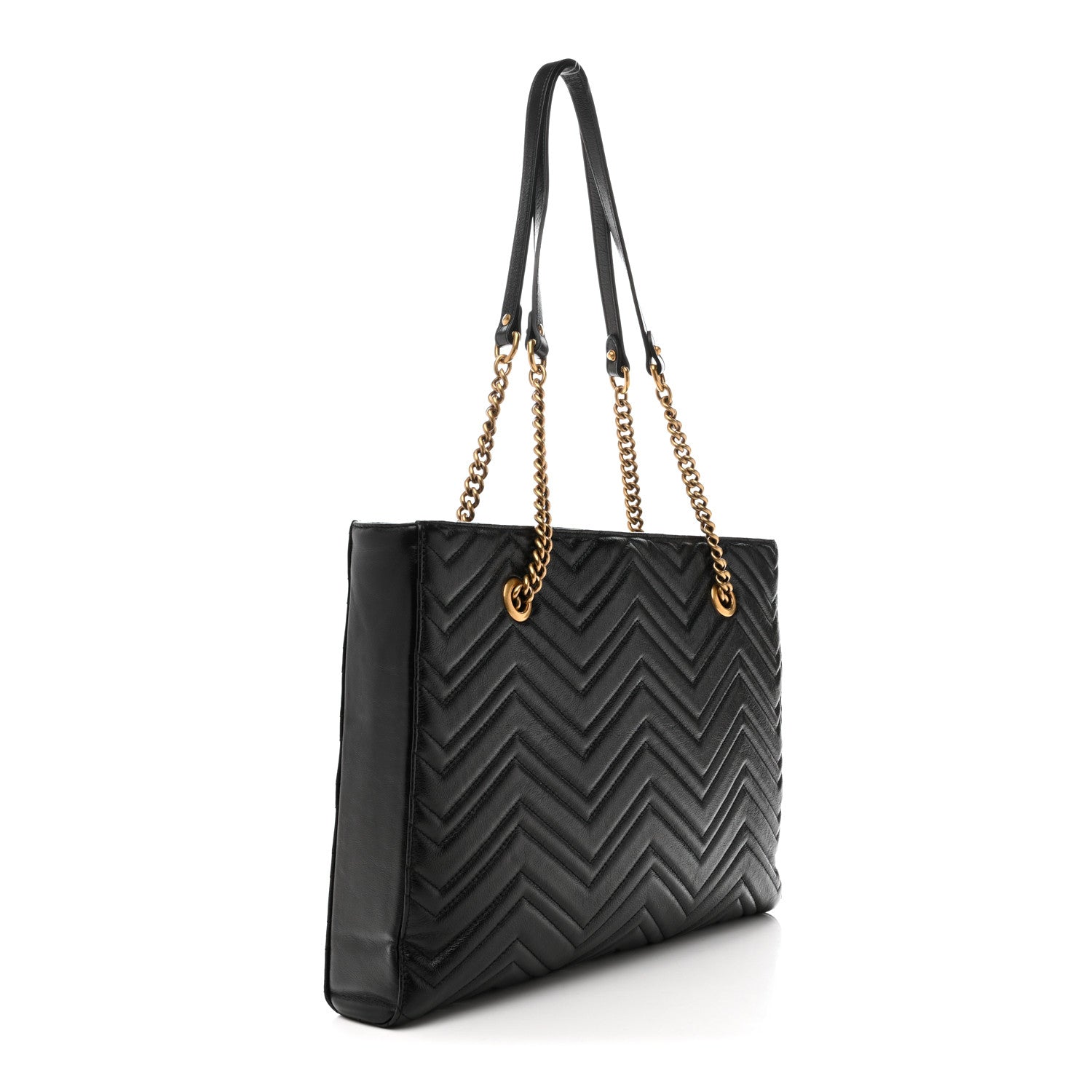 Gucci Vintage Calfskin Matelasse Medium GG Marmont Slim Tote Black Black 3 of 11