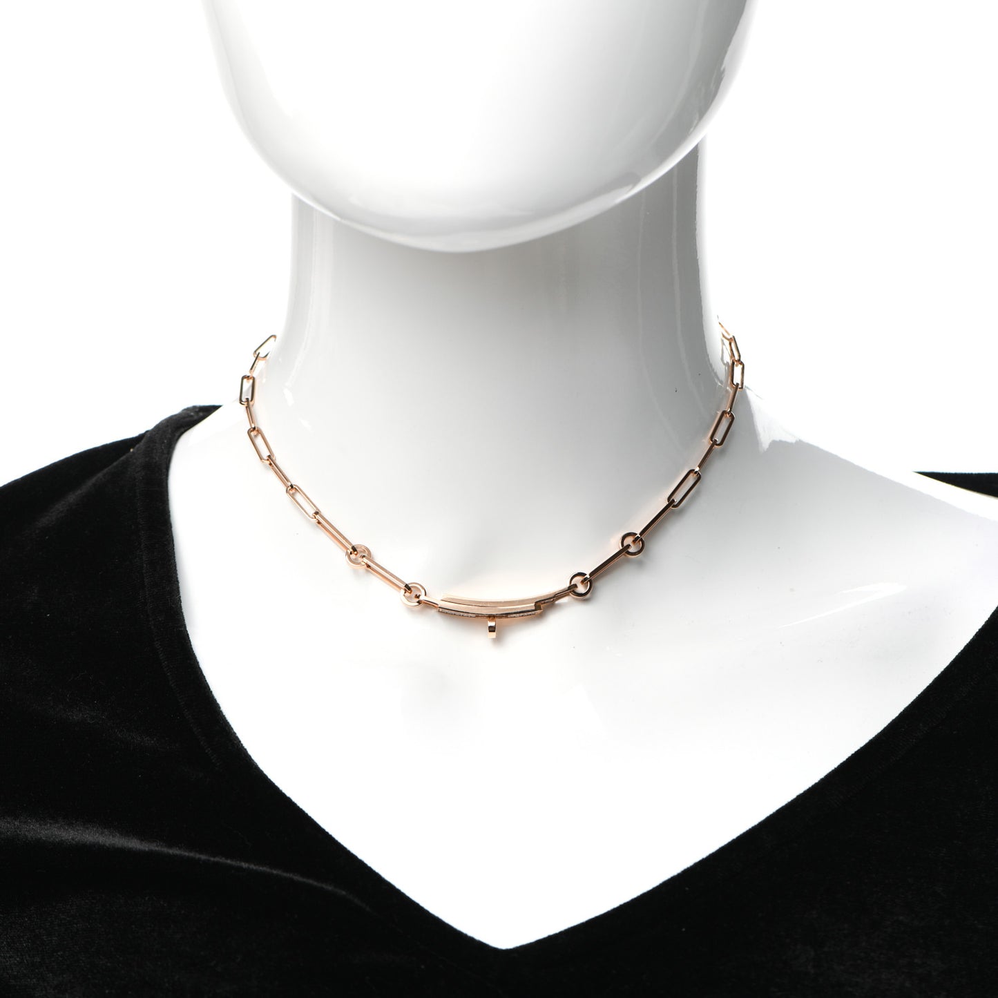 18K Rose Gold Diamond Pave Kelly Chaine Choker Necklace
