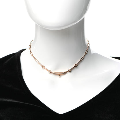 Hermes 18K Rose Gold Diamond Pave Kelly Chaine Choker Necklace 2 of 5