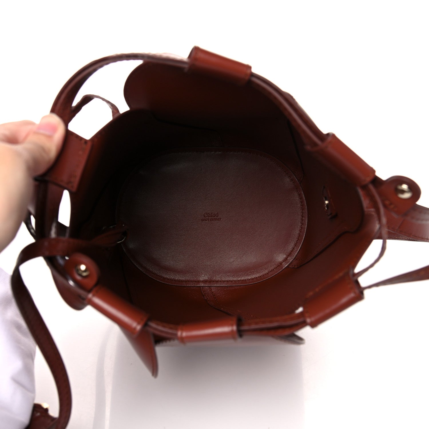 Chloe Smooth Grained Calfskin Small Tulip Bucket Bag Sepia Brown 5 of 10