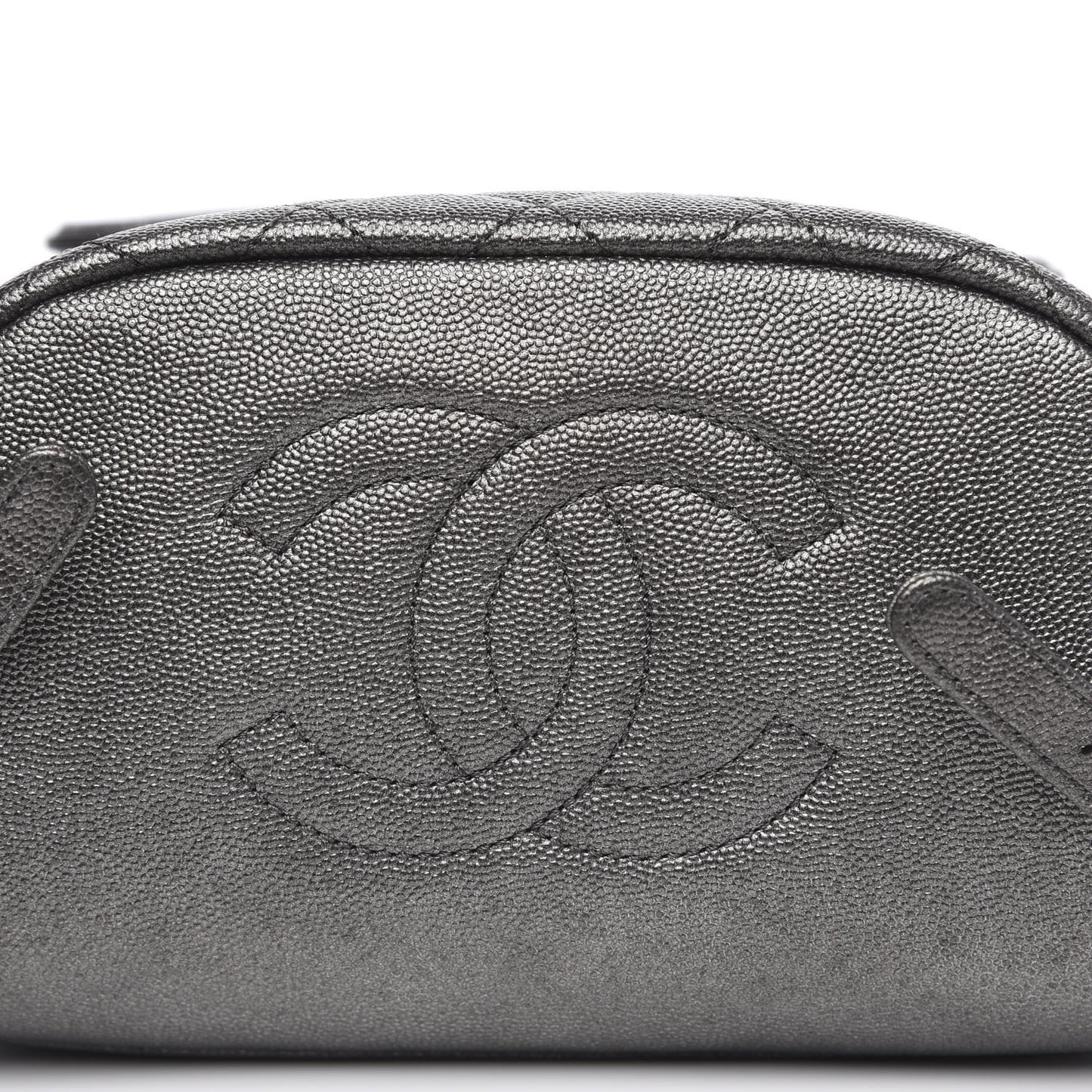 Metallic Caviar Quilted Filigree Backpack Dark Silver