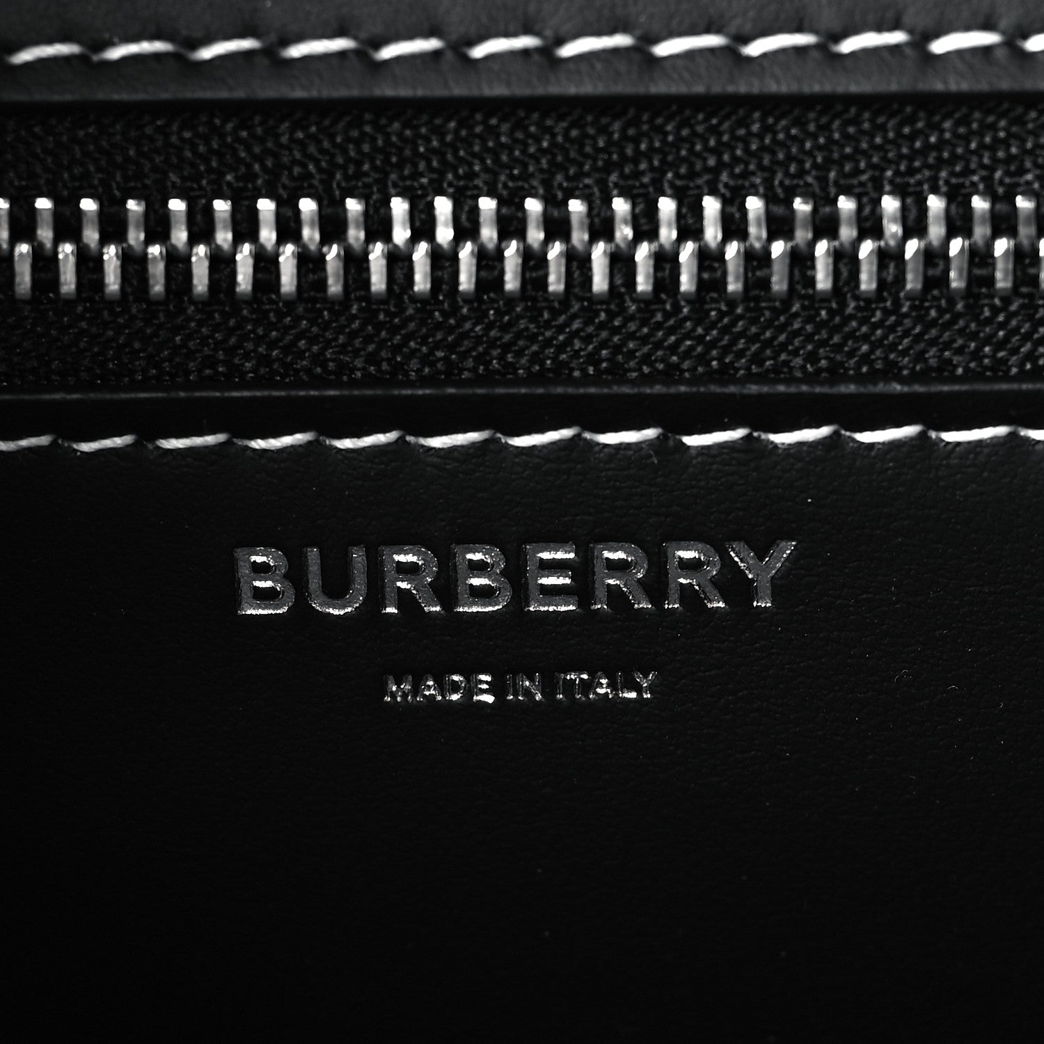 Burberry Calfskin Monogram Embossed MediumTB Chain Bag Black White 6 of 9