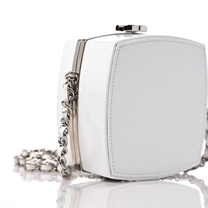 Chanel Patent Goatskin Quilted Clutch With Chain White 9 of 10