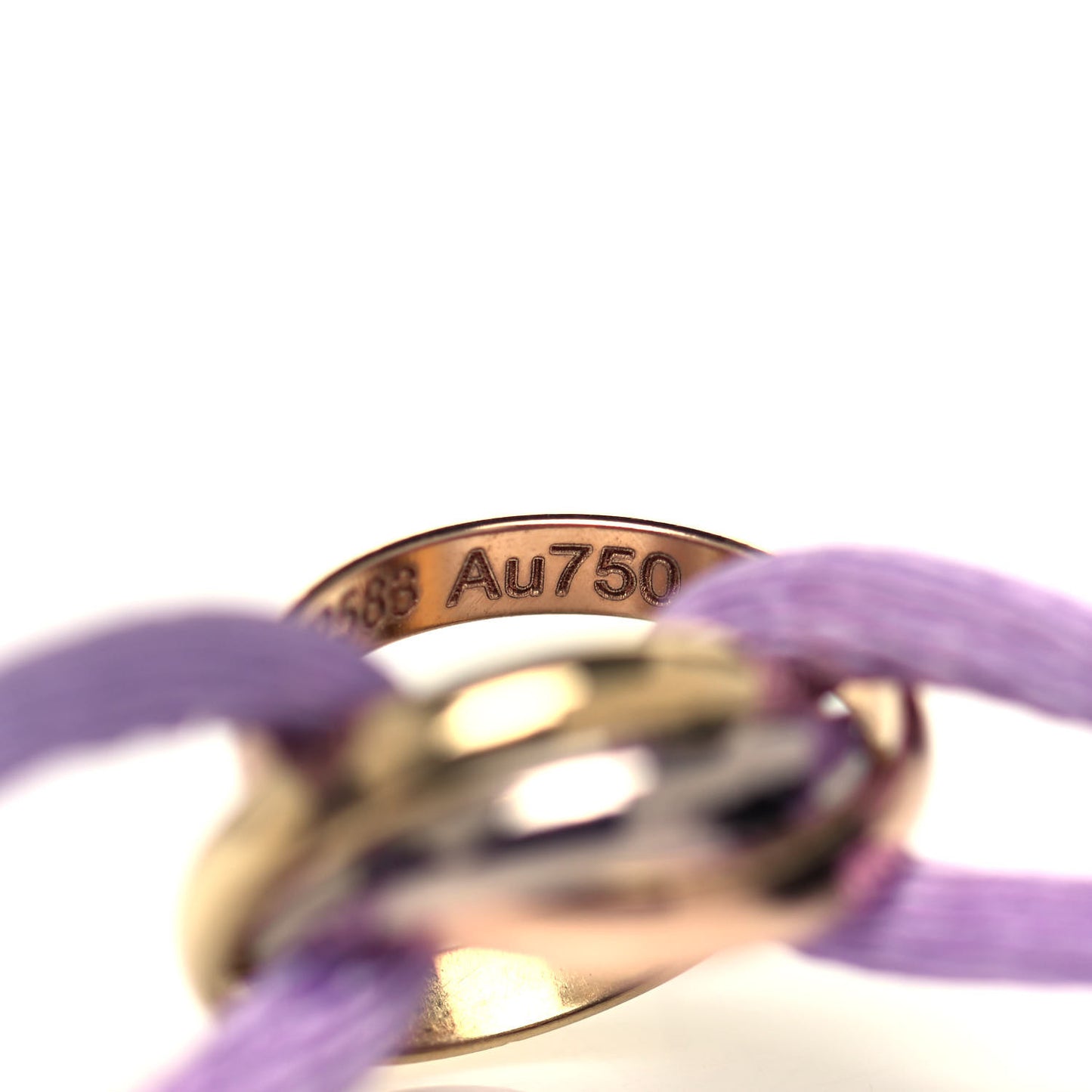18K Pink Yellow White Gold Trinity Adjustable Cord Bracelet Lilac