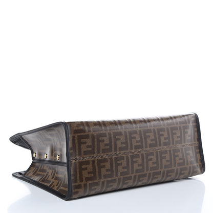 Fendi Glazed Fabric Vitello Century FF 1974 Stamp Patch Medium Peekaboo Defender Cover Mogano Panna Black 4 of 10