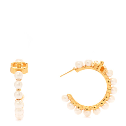 Chanel Pearl CC More Is More Small Hoop Earrings Gold 1 of 5