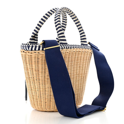 Prada Wicker Canvas Shoulder Bag Naturale Bluette 3 of 11