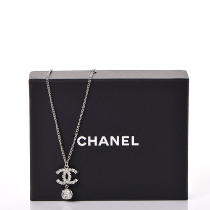 Chanel Crystal CC Drop Necklace Silver 6 of 6
