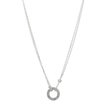 Cartier 18K White Gold 2 Diamond LOVE Necklace 1 of 5