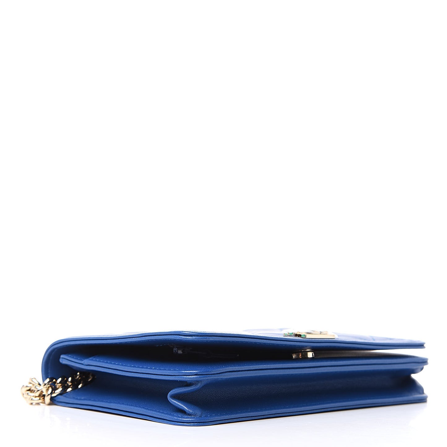 Lambskin Quilted Boy Wallet On Chain WOC Blue