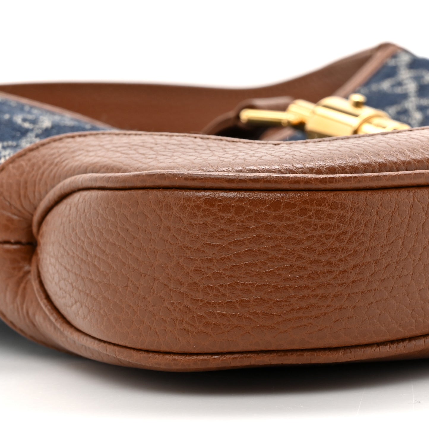 New Denim GG Monogram Calfskin Small Jackie 1961 Hobo Blue Tea Cuir