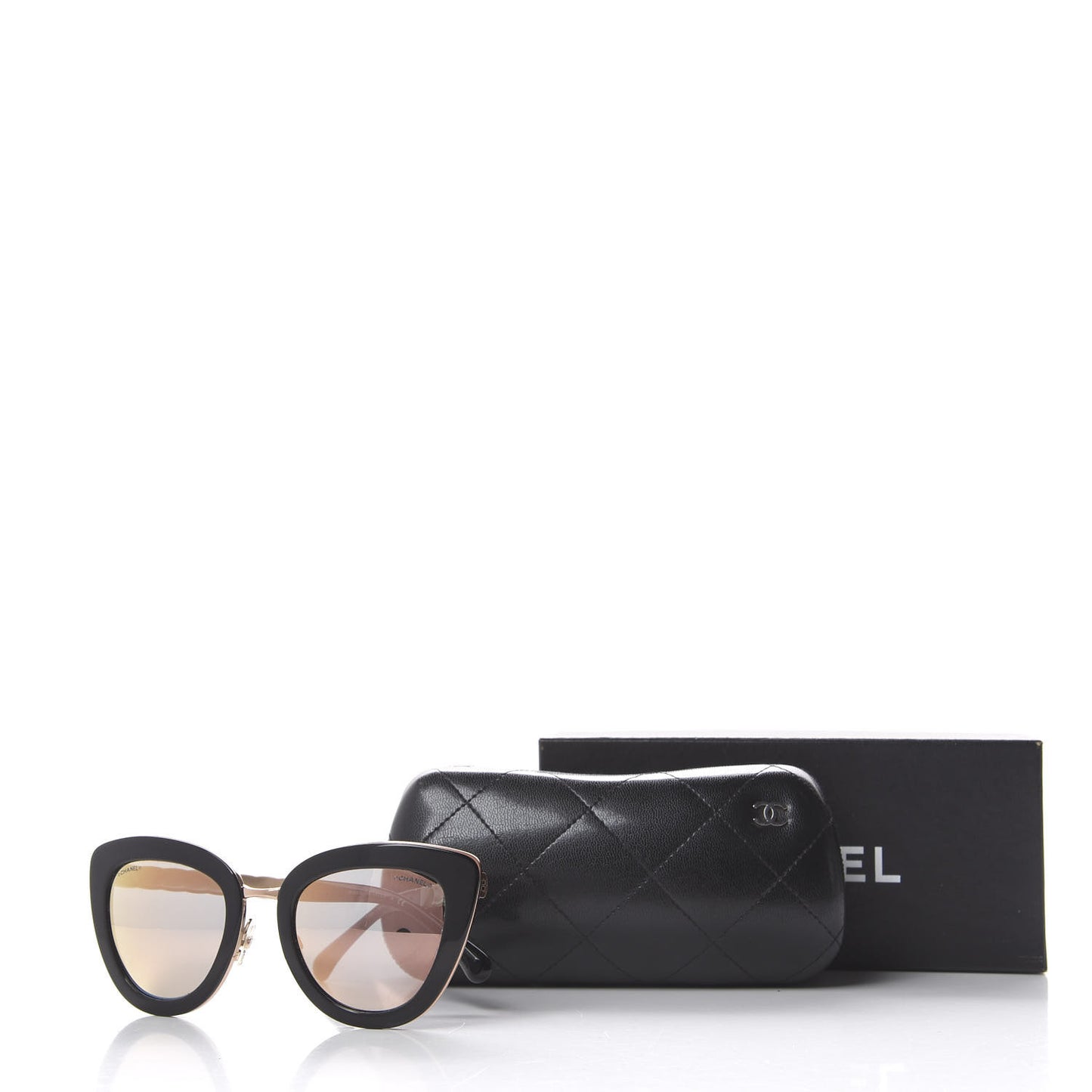 Cat Eye Quilted Sunglasses 5368 Black Pink