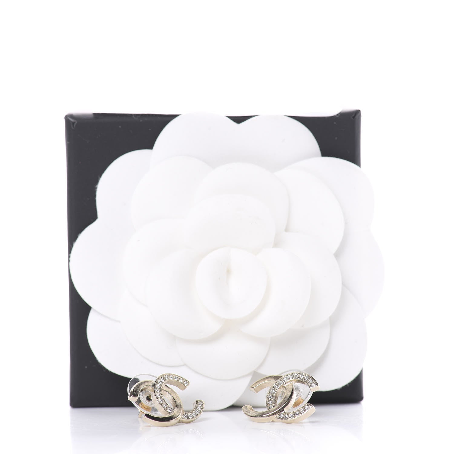 Chanel Crystal CC Earrings Gold 5 of 5