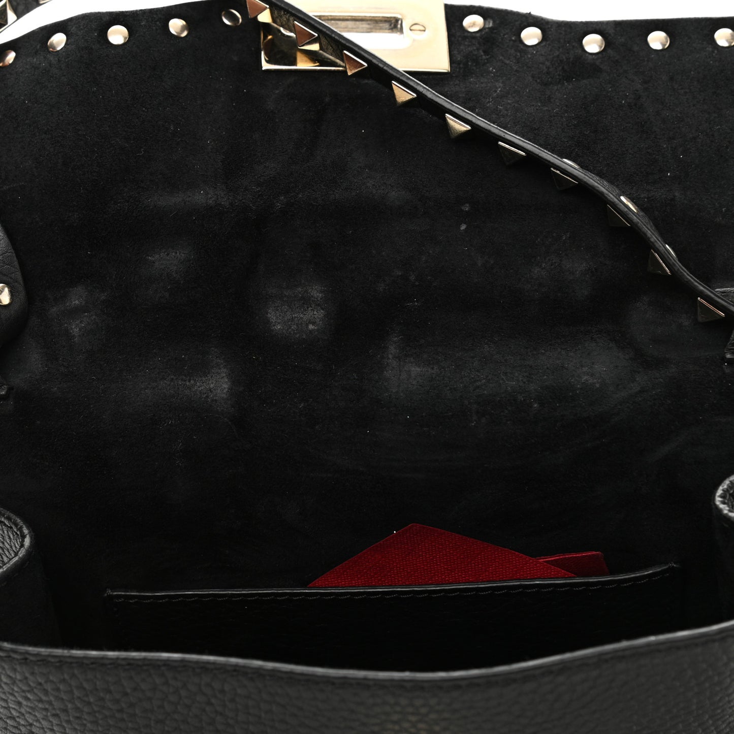 Pebbled Calfskin Medium Rockstud Flip Lock Crossbody Bag Black
