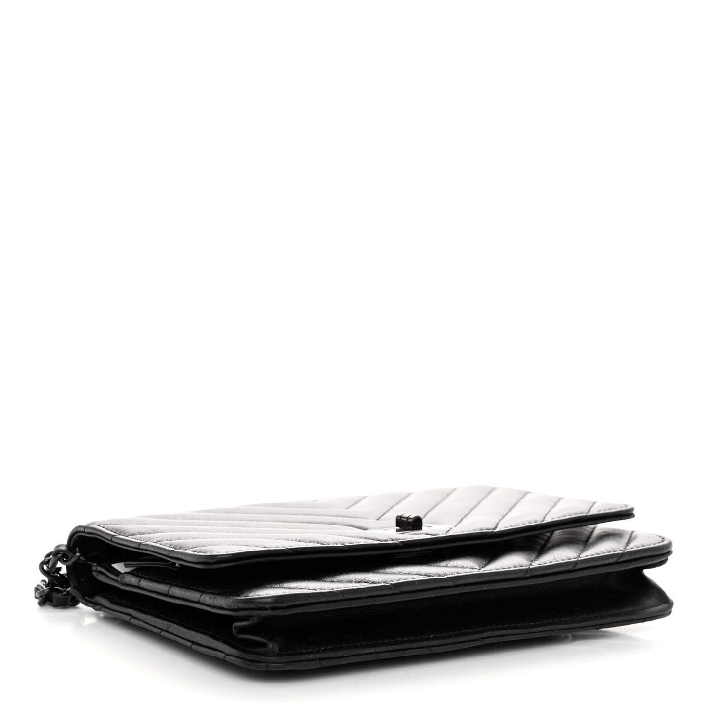 Aged Calfskin Chevron Quilted Reissue Wallet On Chain WOC So Black