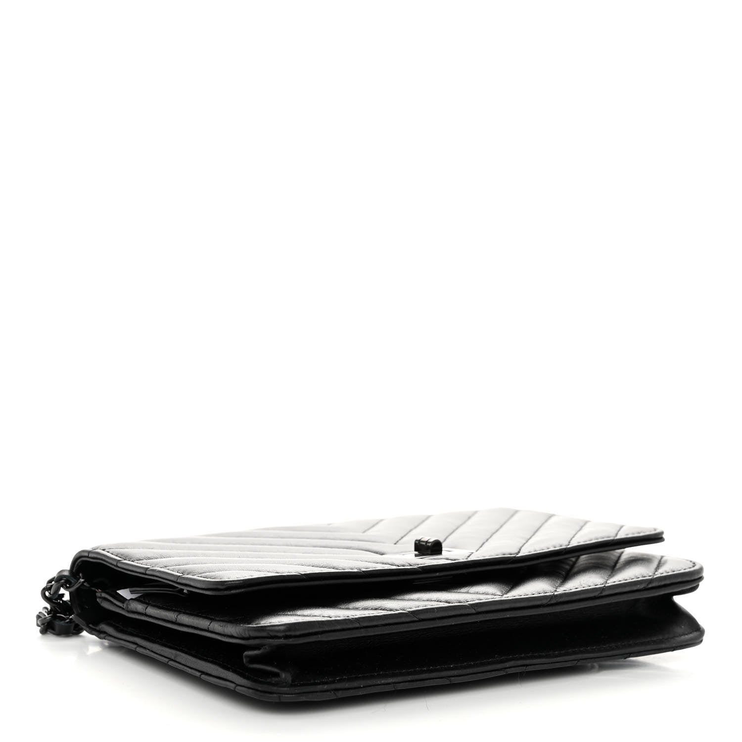 Chanel Aged Calfskin Chevron Quilted Reissue Wallet On Chain WOC So Black 4 of 10
