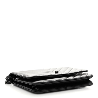 Chanel Aged Calfskin Chevron Quilted Reissue Wallet On Chain WOC So Black 4 of 10