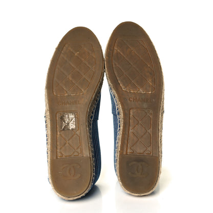 Chanel Canvas Striped Patent CC Espadrilles 40 Navy Black 6 of 10