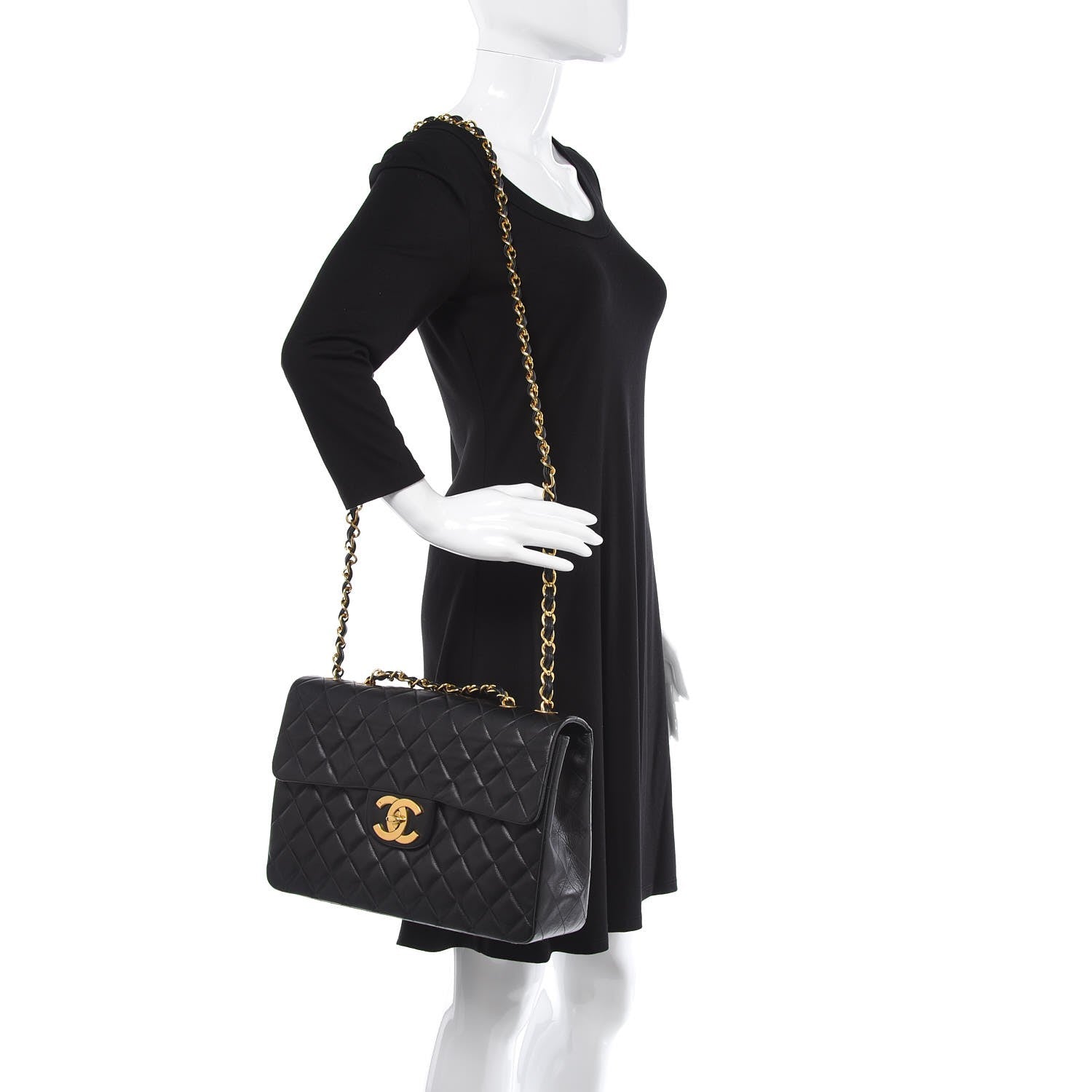 Chanel Lambskin Quilted XL Jumbo Single Flap Black 2 of 9