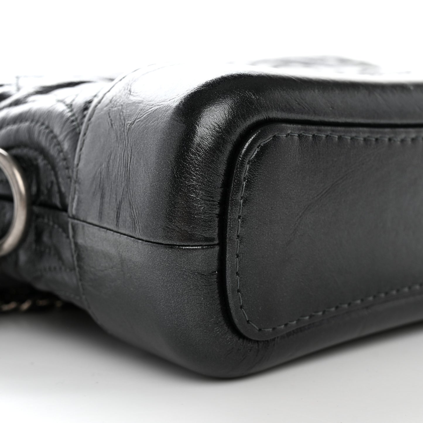 Aged Calfskin CC Quilted Small Gabrielle Hobo Black