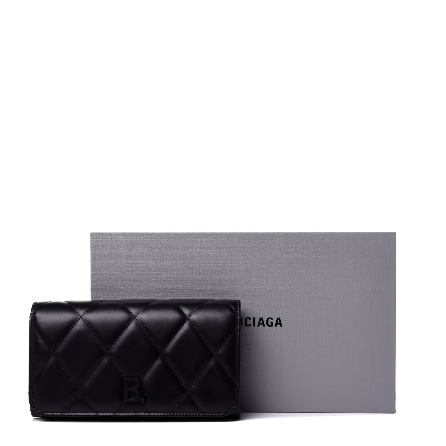 Balenciaga Nappa Calfskin Quilted Touch B Phone Holder With Strap Black 10 of 10